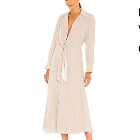 VINCE Long Sleeve Shaped Collar Tie Front Dress - Picture 1 of 8